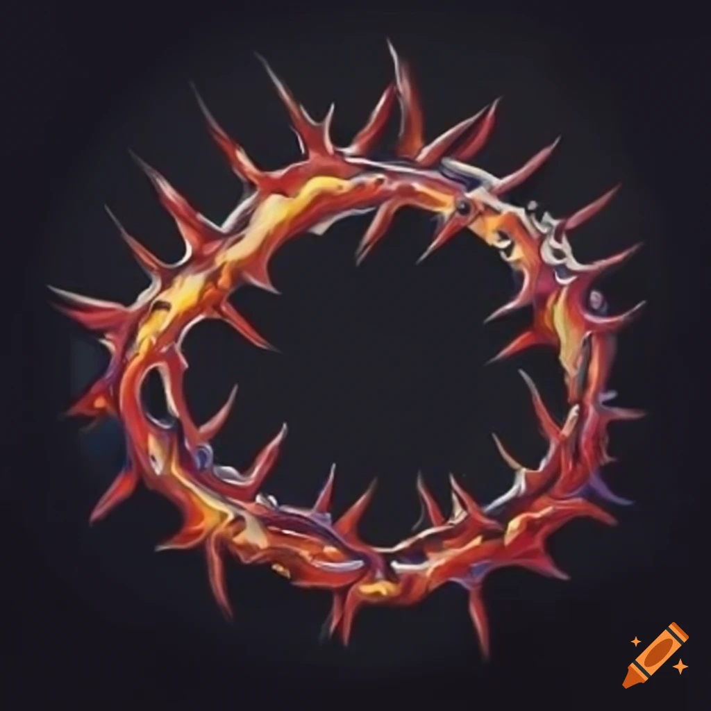 black and white heraldic crown of thorns