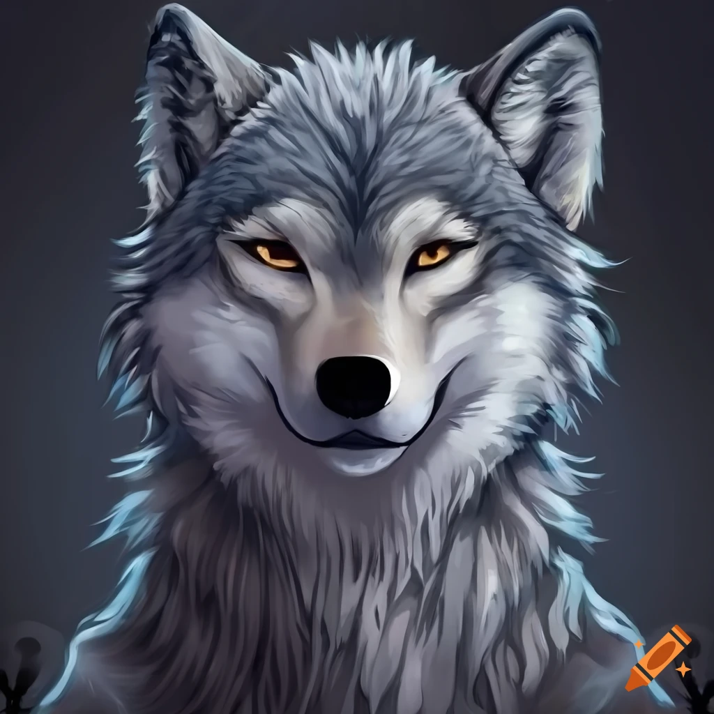 celtic-style grey wolf portrait