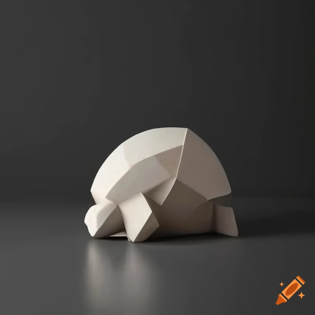 minimalistic geometric sculpture of a Hermann turtle