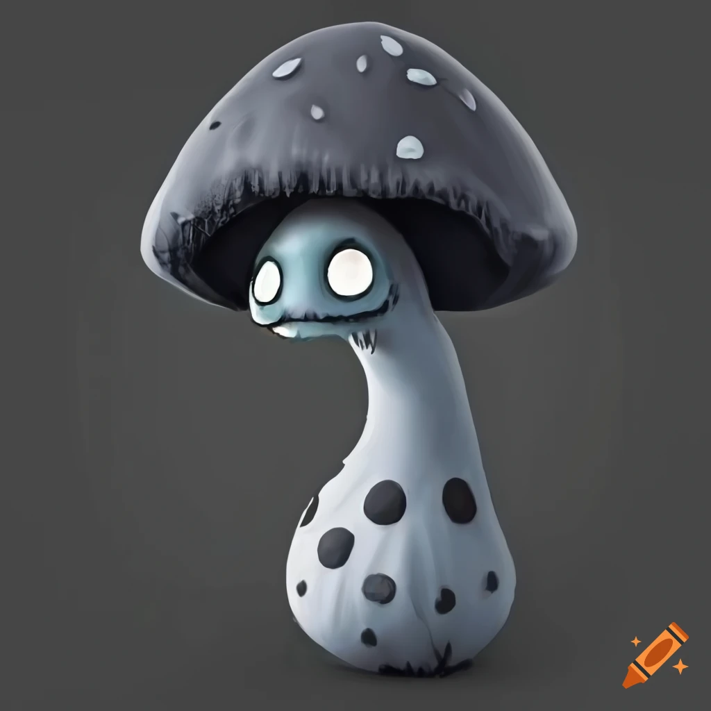 Tim Burton style black mushroom