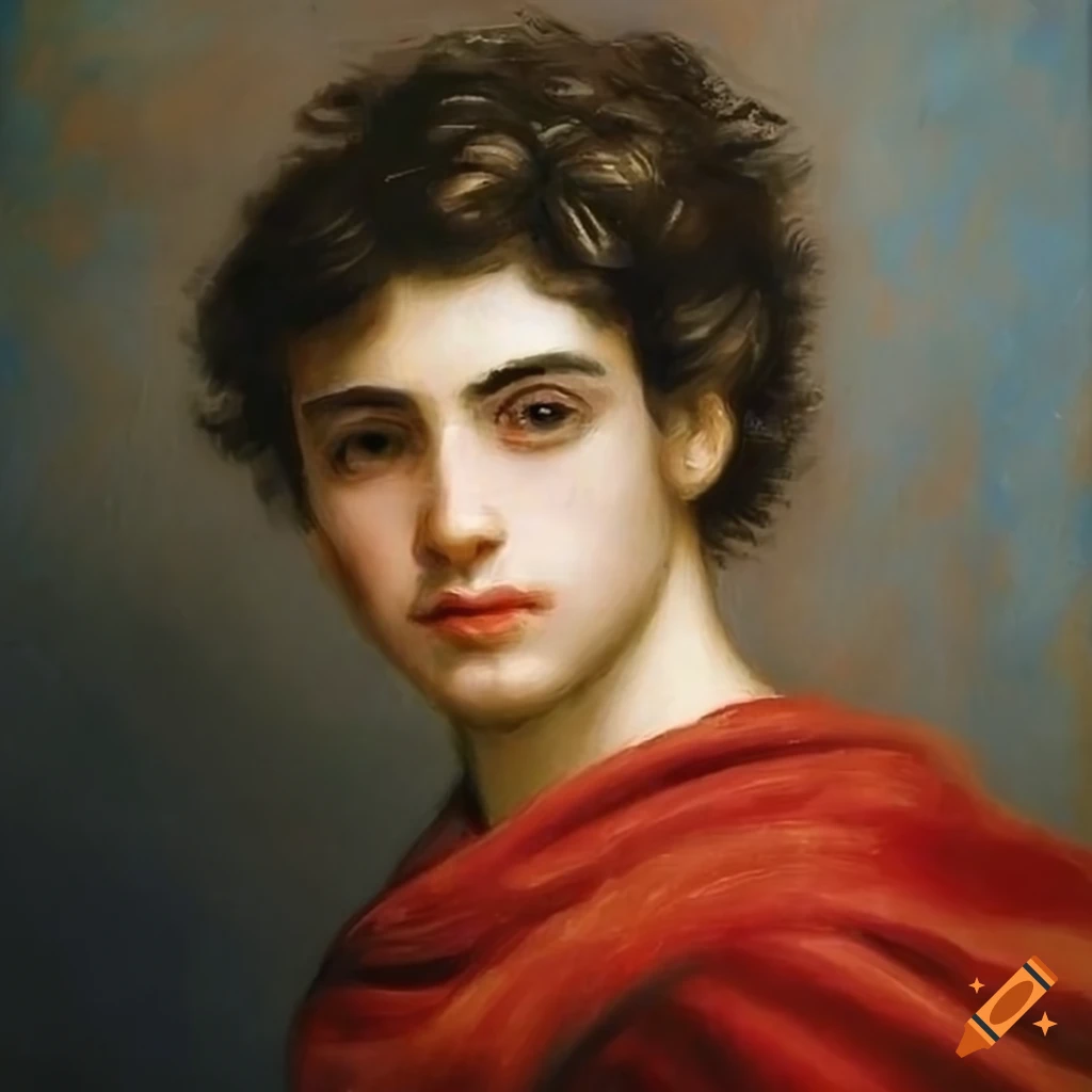detailed oil painting of young Greek god