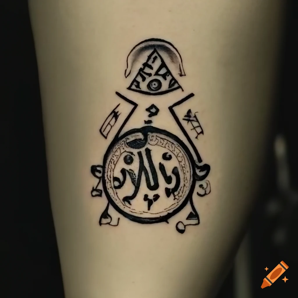 tattoo of 'Music is Life' with headphones and musical notes