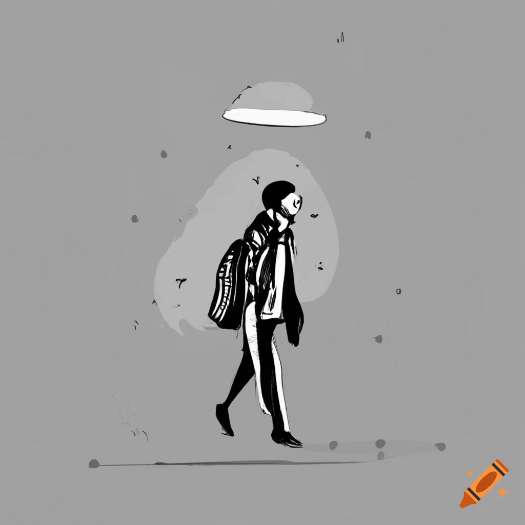minimalist doodle of a man on a path