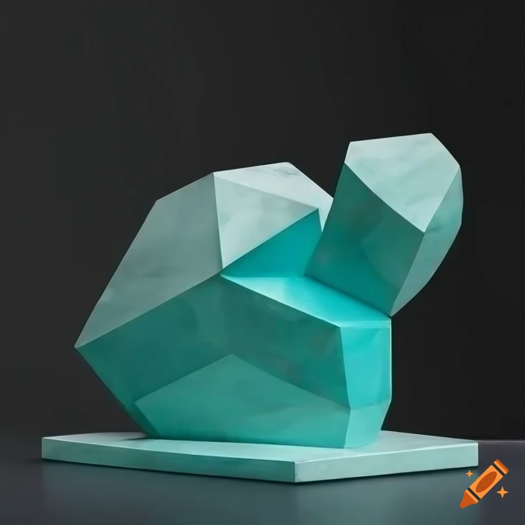 Contemporary art sculpture of a geometric marble turtle on Craiyon