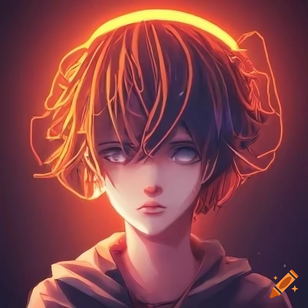 extreme close-up of a handsome young man in anime attire
