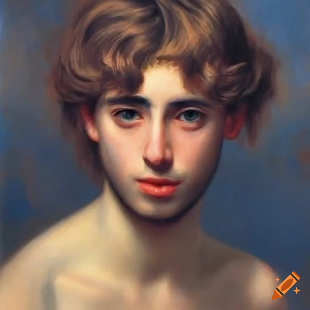 Monet oil painting of a confident and mighty male god