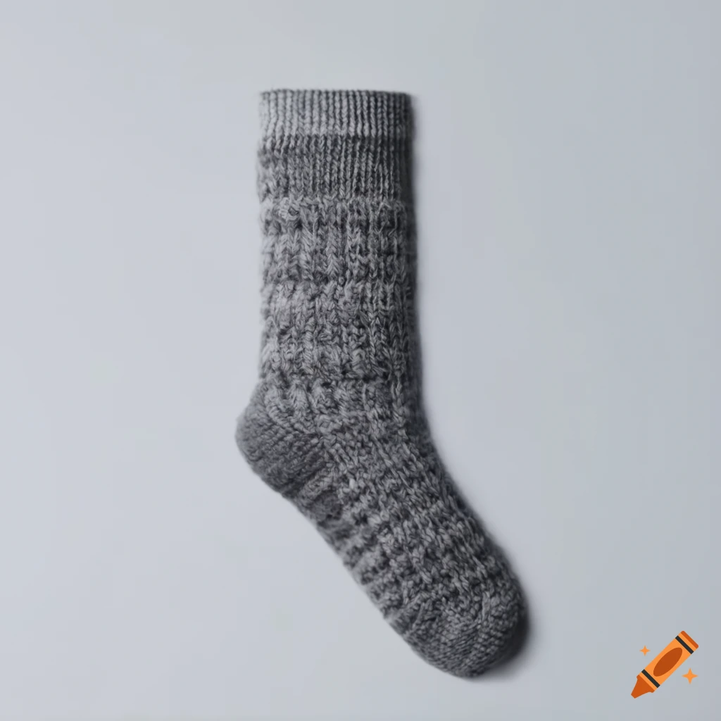 grey, white, and red woolen socks