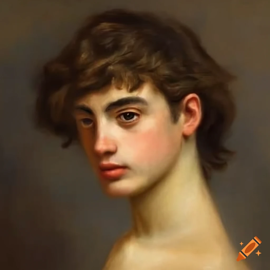 Monet oil painting of a confident and mighty male god