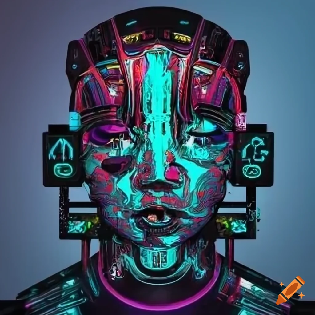digital artwork with crypto and techno theme