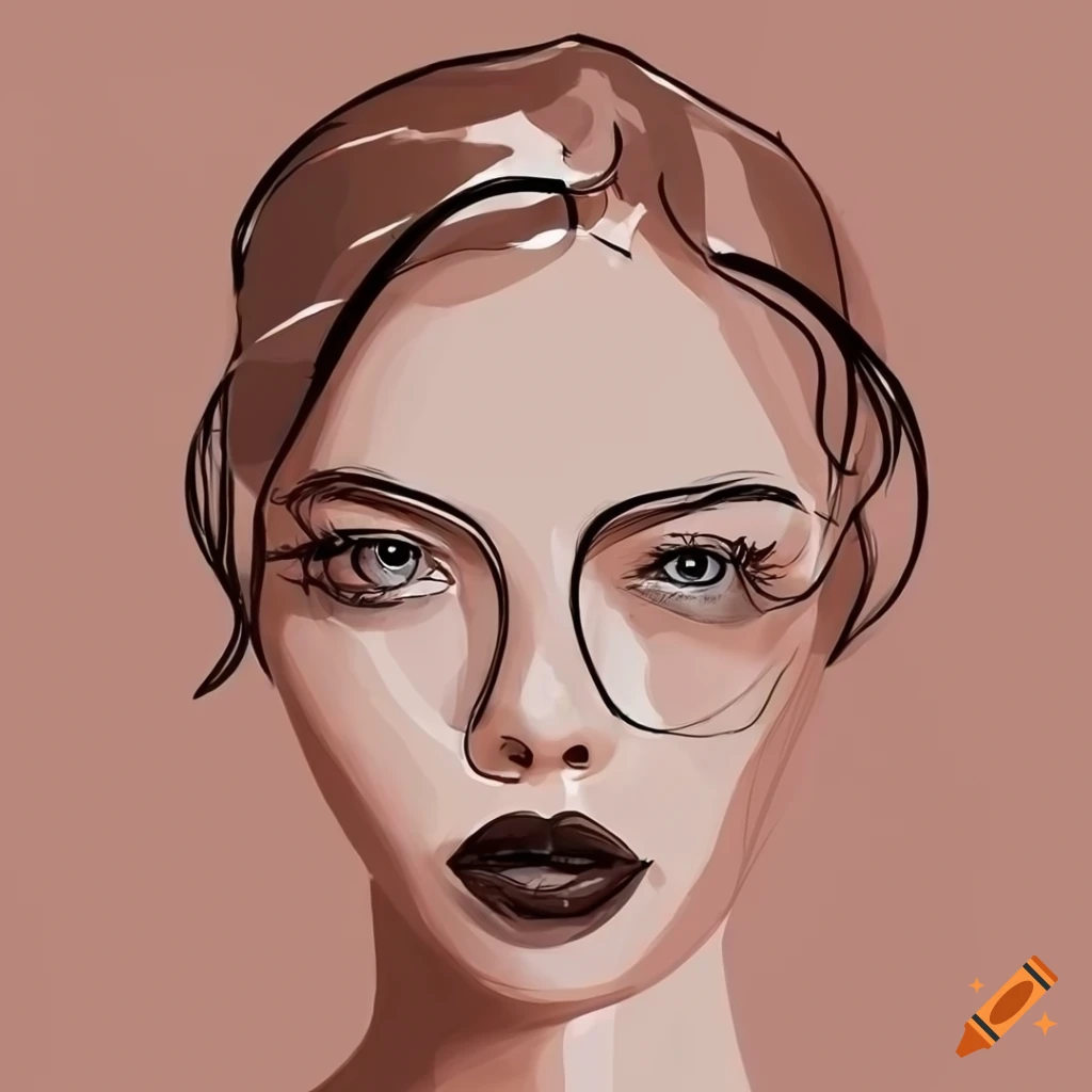 minimalist line drawing of a woman's face