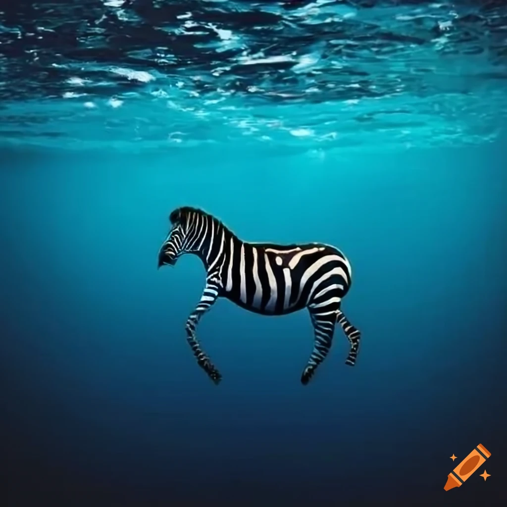 Blue zebra swimming in the ocean on Craiyon