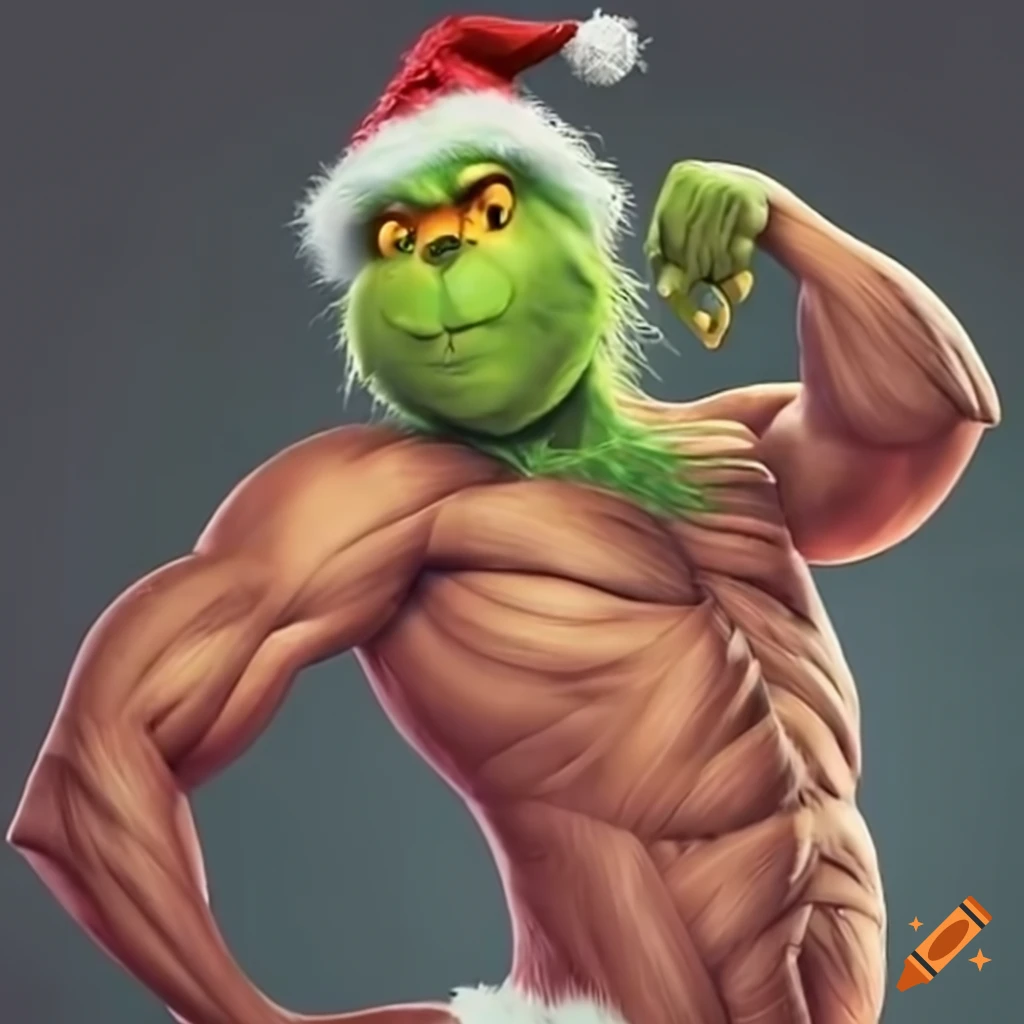 illustration of the Grinch flexing his muscles