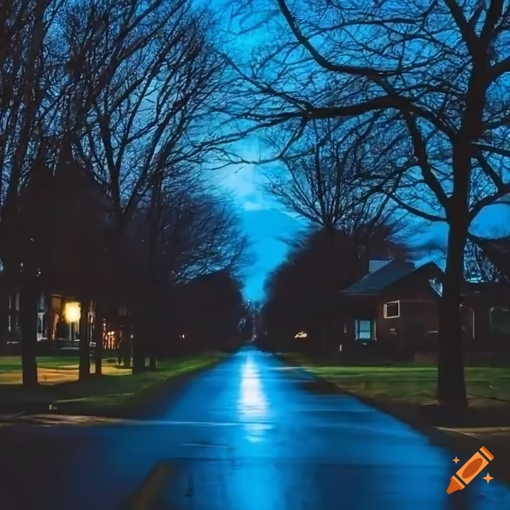 empty suburban neighborhood in the morning
