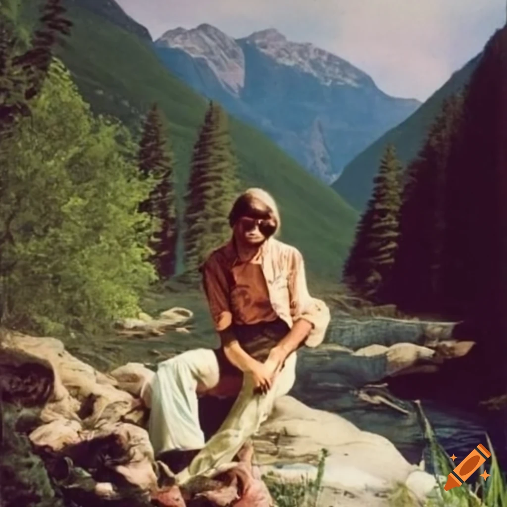 vintage magazine cover with mountains