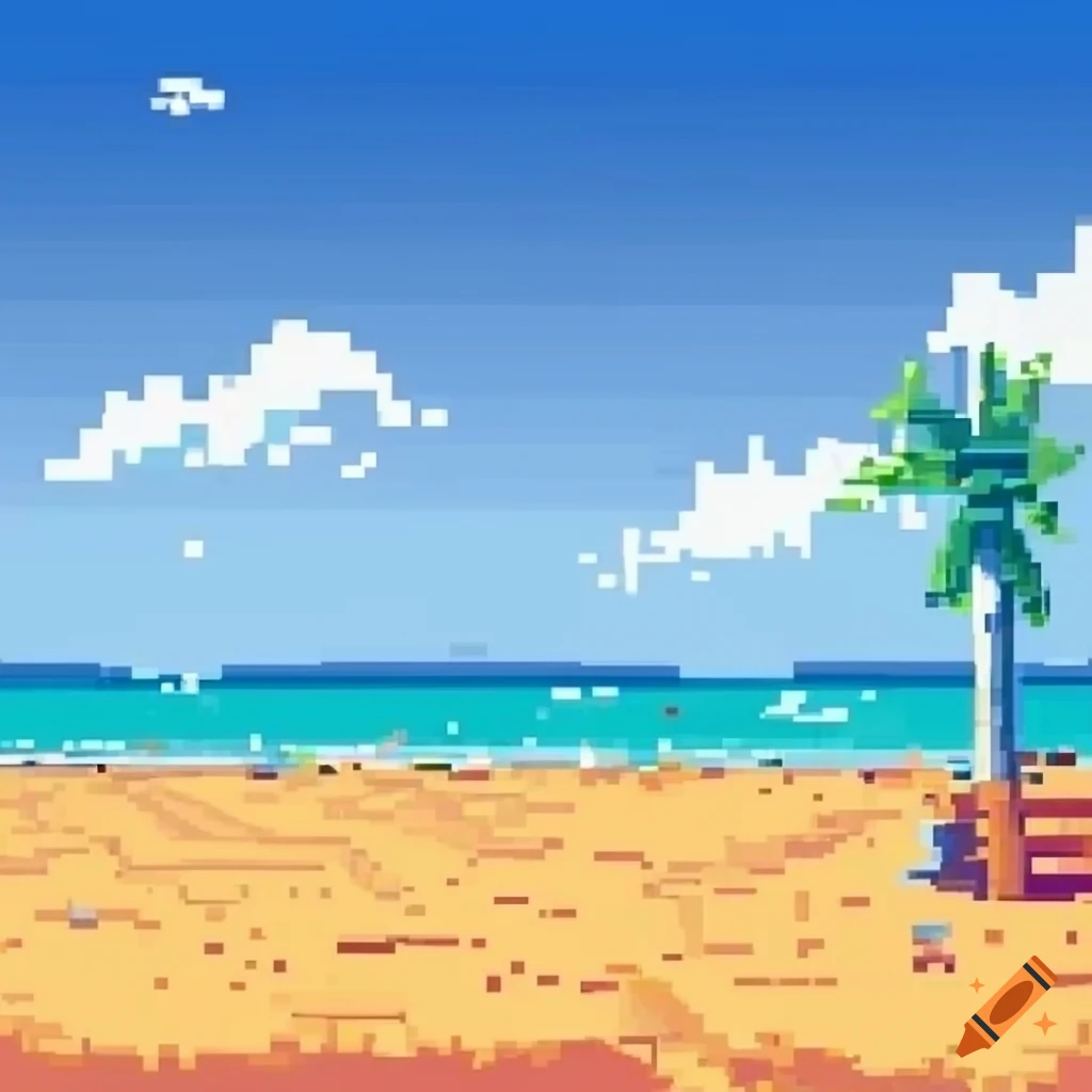 pixel art beach wallpaper
