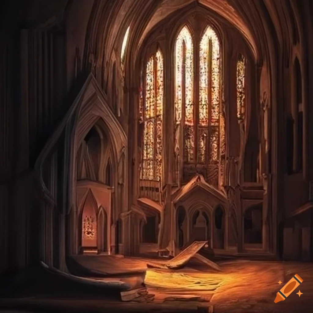 illusory cabin with cathedral-like architecture