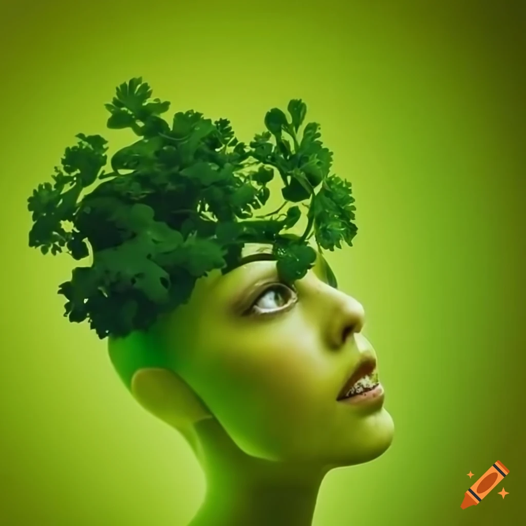 personified cilantro illustration