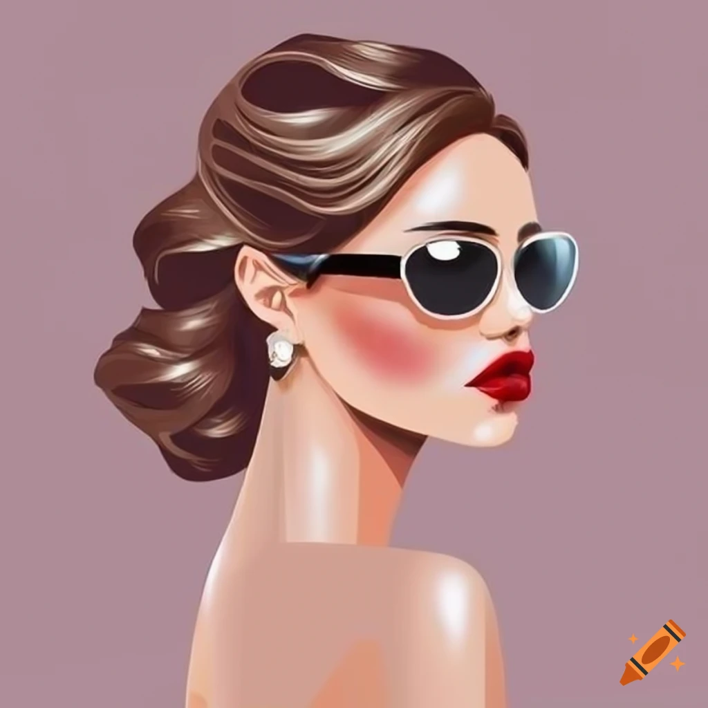 illustration of a glamorous bride with sunglasses