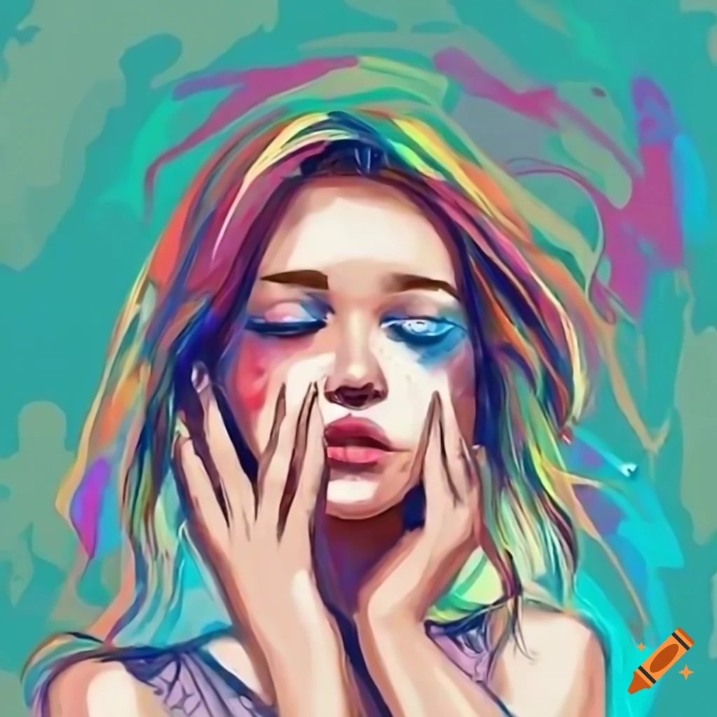 portrait of a young woman in distress