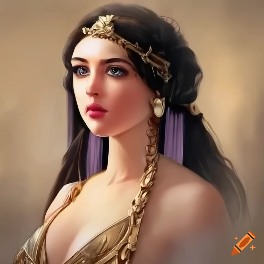 young priestess from ancient Greece in a fantasy setting