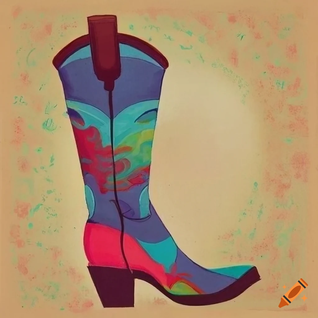 vintage Art Deco style rainbow cowgirl boots