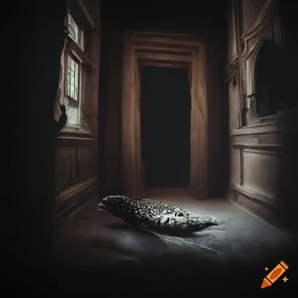 image of a turtle in a haunted house