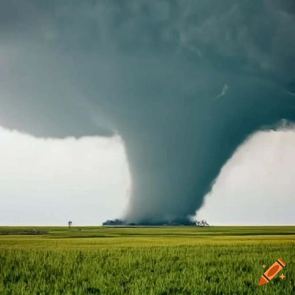 image of a massive tornado on an open field