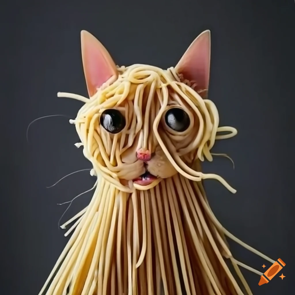 Spaghetti cat sculpture on Craiyon