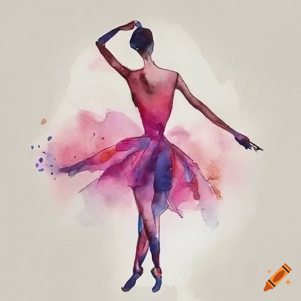 hand-drawn ballerina illustration with light colors
