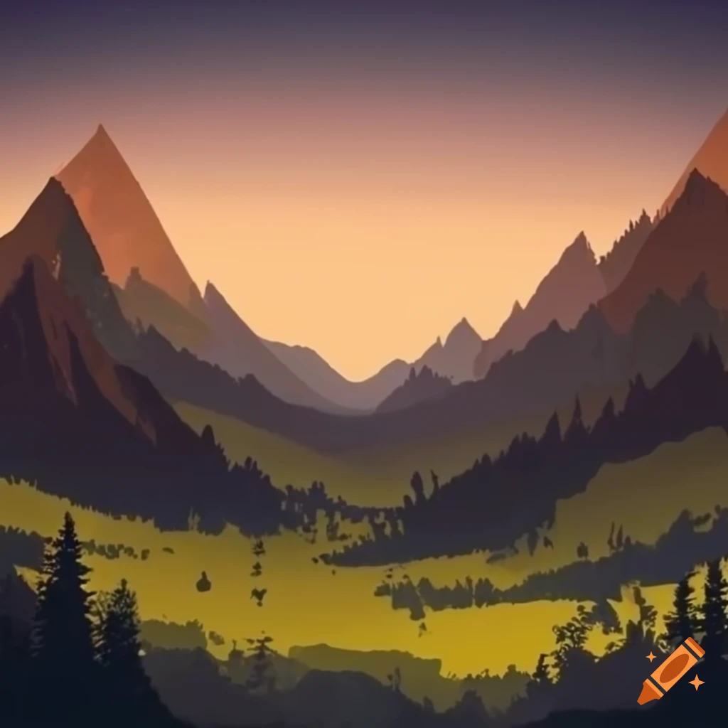mountains and forest background