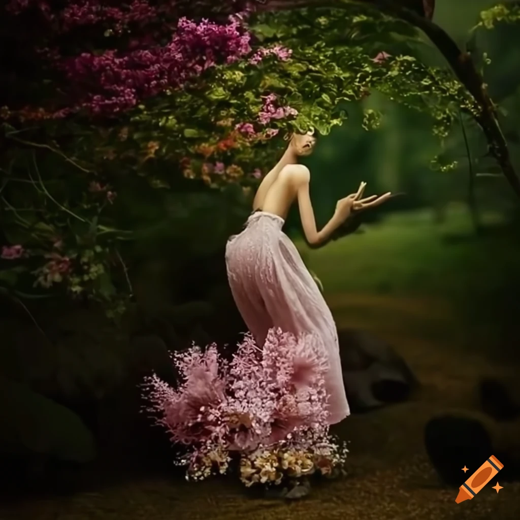 zen Buddha tree with blossoming flowers