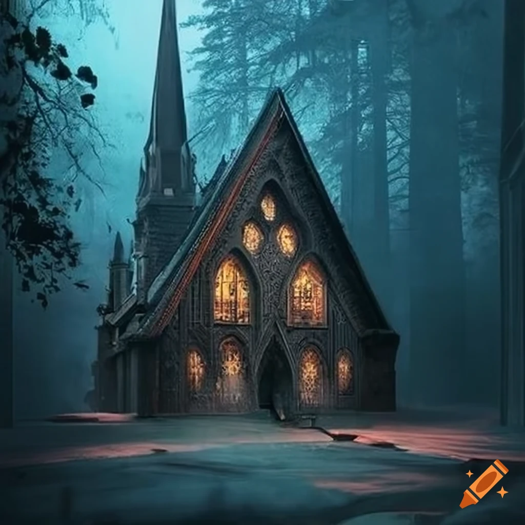 illusory illustration of a cathedral-like cabin