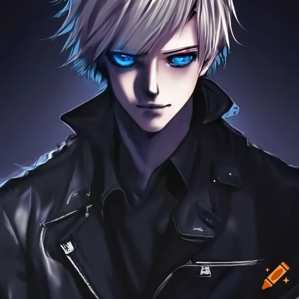 Portrait of a blond man with glowing blue eyes on Craiyon