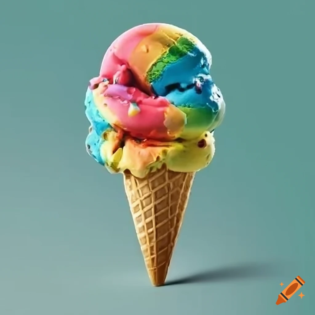 Colorful Ice Cream Cone On Craiyon 