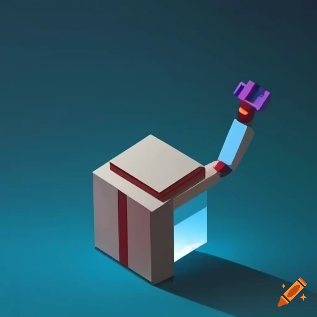 Isometric illustration of a simple box robot
