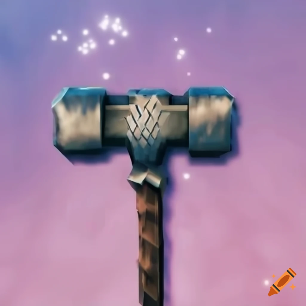 Valheimstyle blacksmith hammer on white background on Craiyon