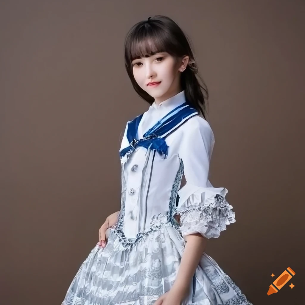 image of a girl in a rococo-inspired school uniform