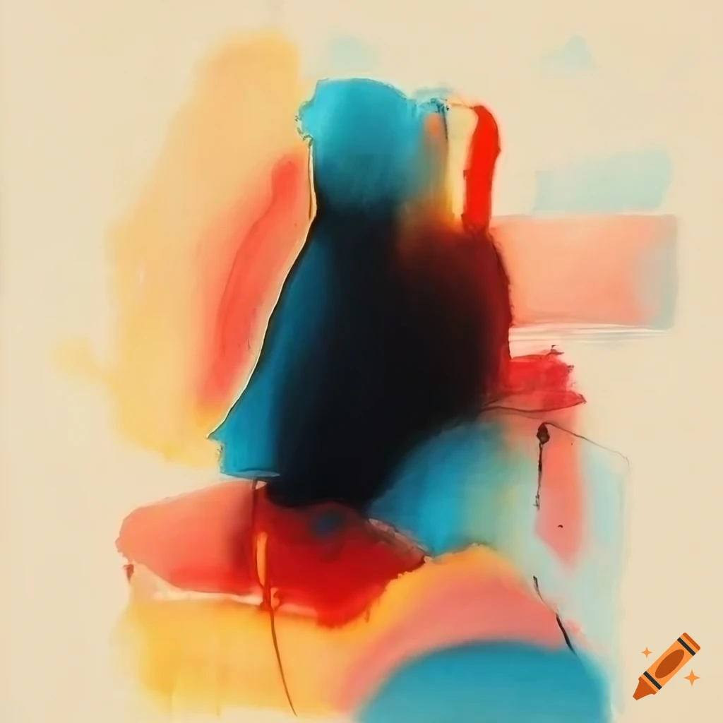 abstract painting with bold strokes and ink lines