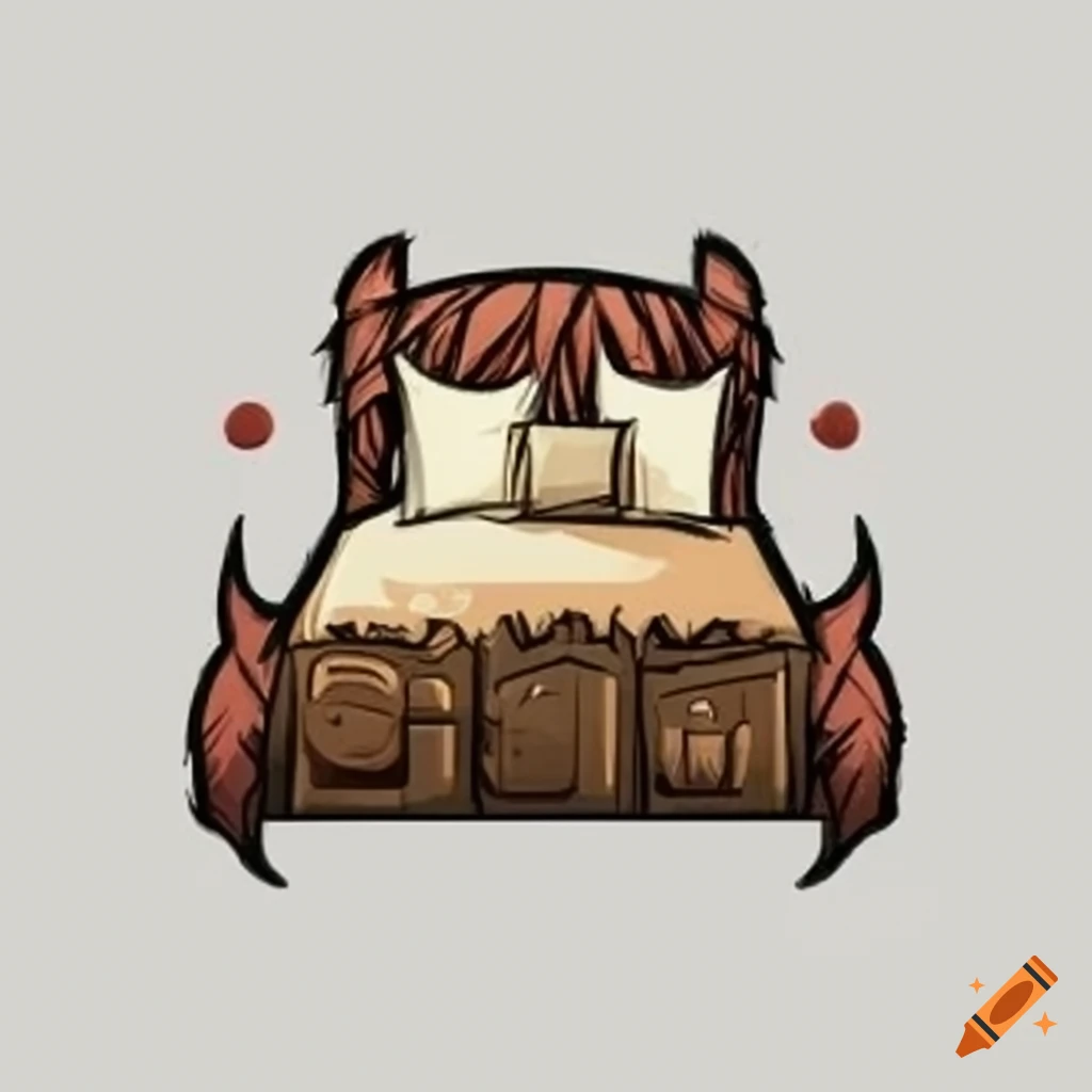 Bed stock vector in "don't starve" game style on Craiyon