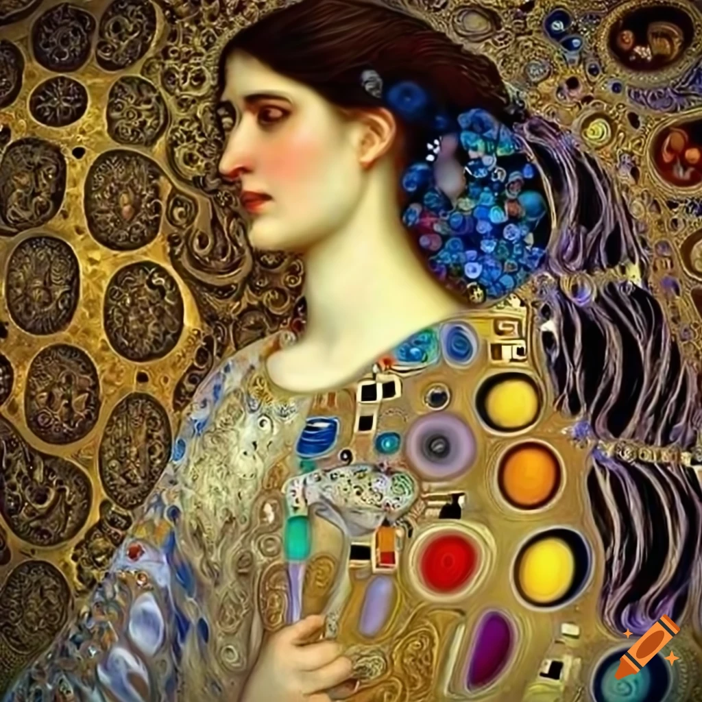 Fractal art of a golden female character inspired by Gustav Klimt on ...