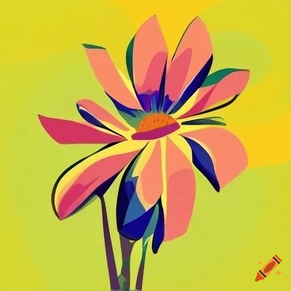picasso style meadow with flowers