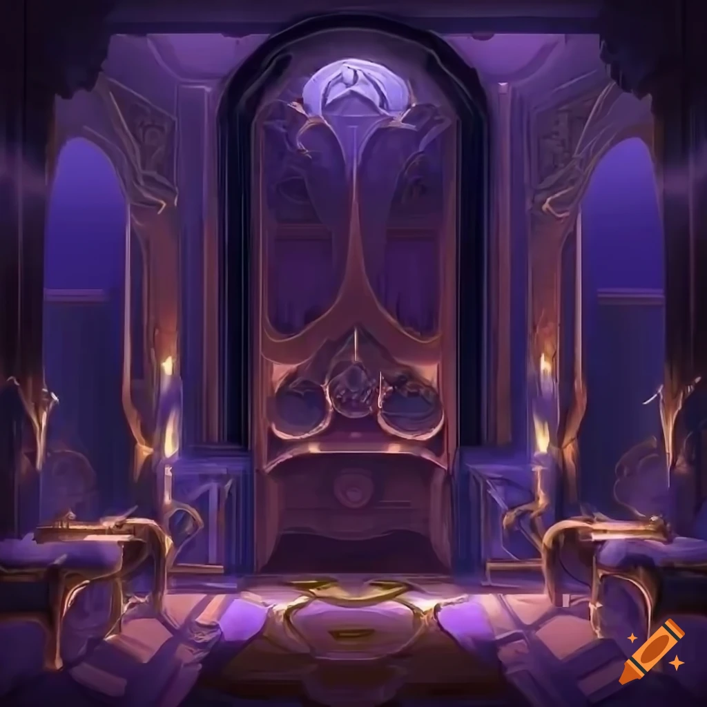 Art nouveau interior design with fantasy elements on Craiyon