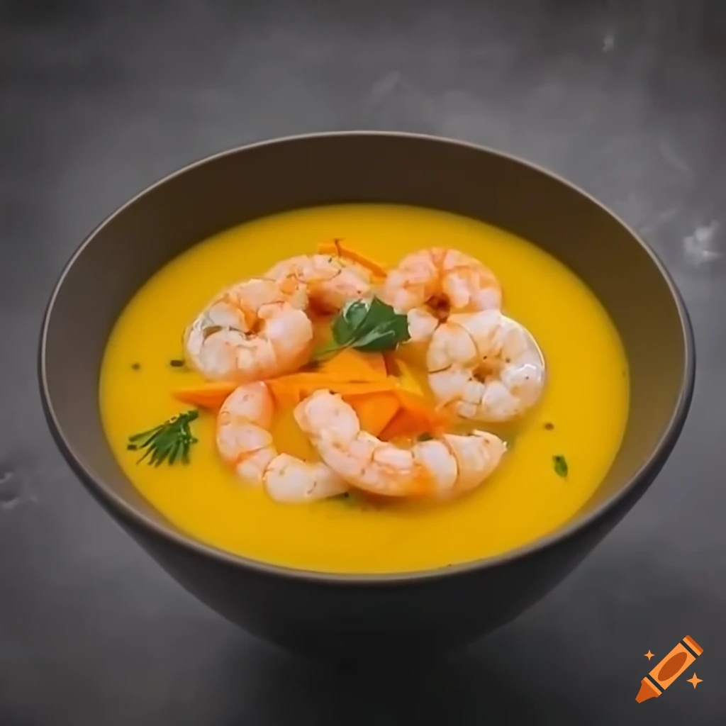 delicious fish soup with saffron and shrimp
