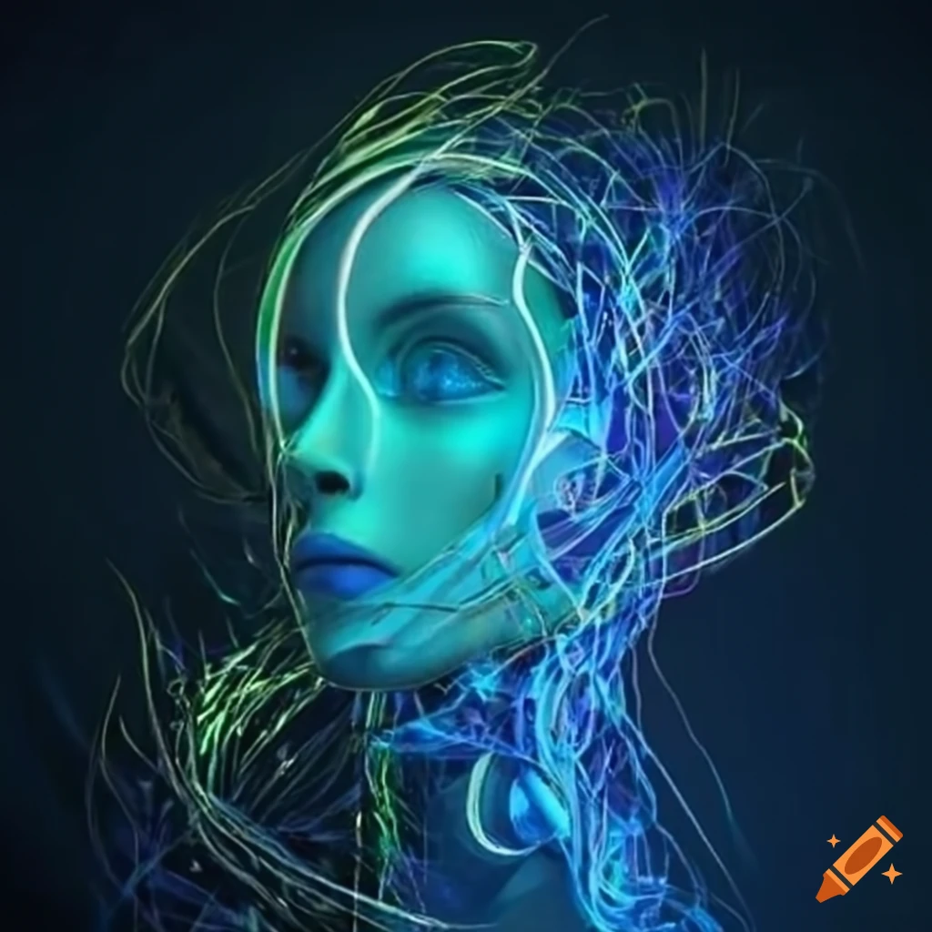 abstract digital artwork with a technological twist