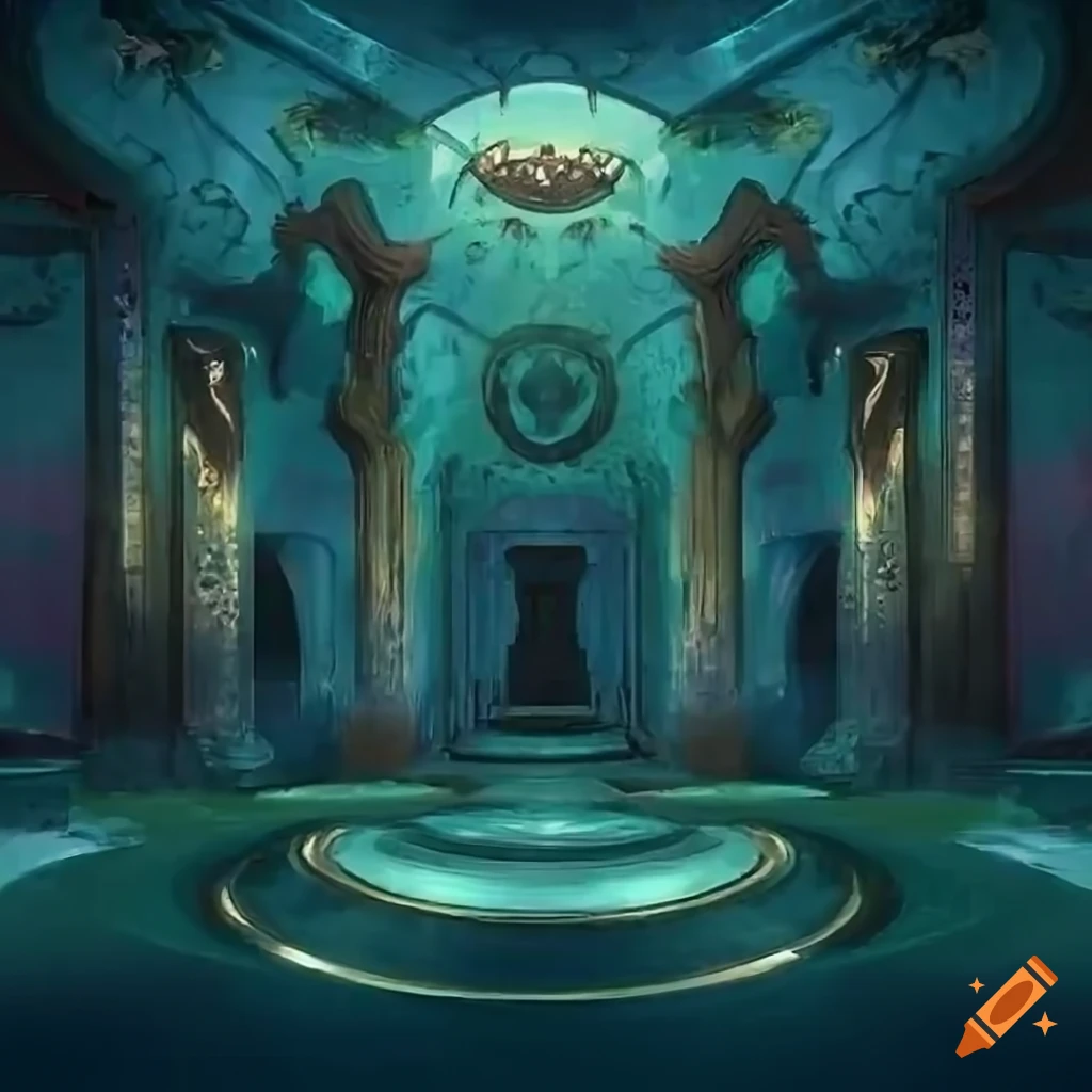 Art nouveau interior design with fantasy elements on Craiyon