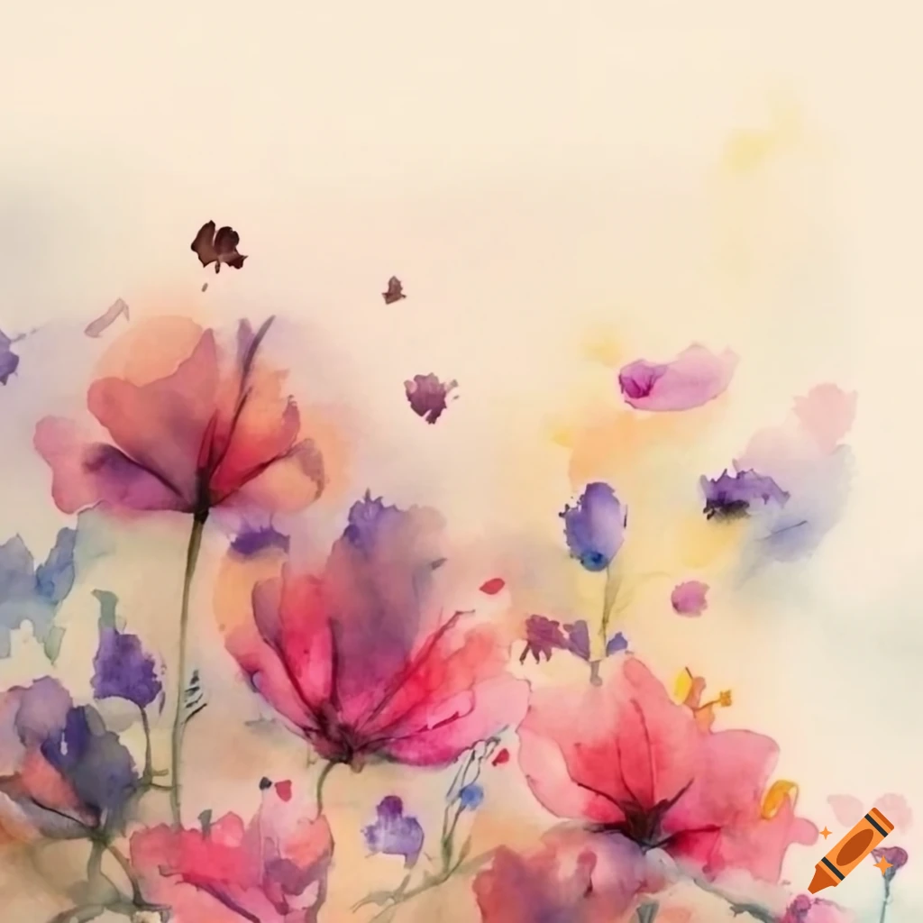 colorful wildflowers in a watercolor painting