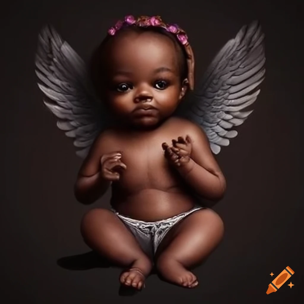 Artistic depiction of black baby angels on Craiyon, image size:1024x1024