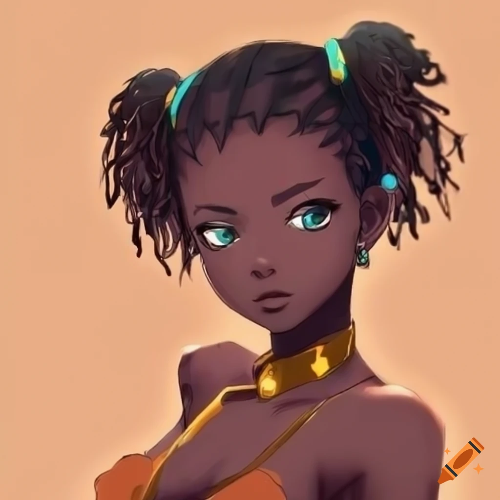Anime character of an african girl on craiyon