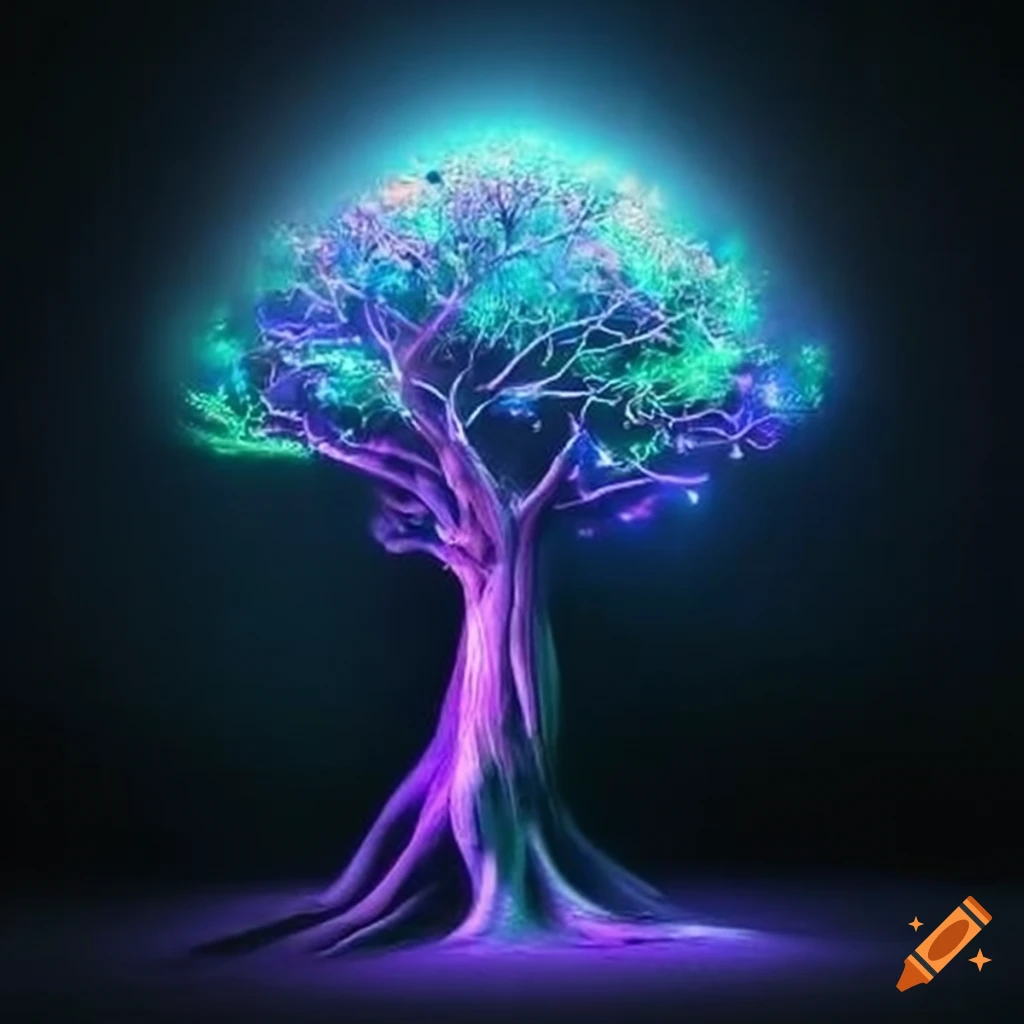 image of a magical tree struck by lightning