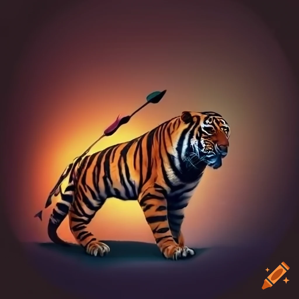 tiger holding an arrow
